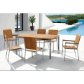 Outdoor Stainless Steel Teak Patio Dining Set